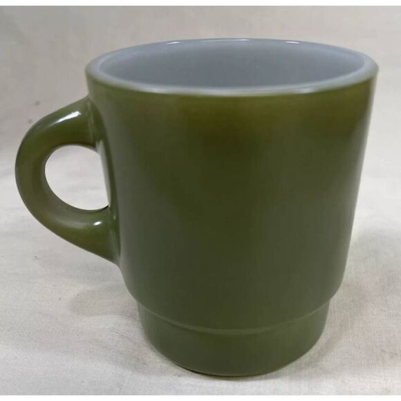 Anchor Hocking Green Fire-King Ware Made in the USA 8 oz. Coffee Tea Cup Mugs Se - Picture 5 of 7